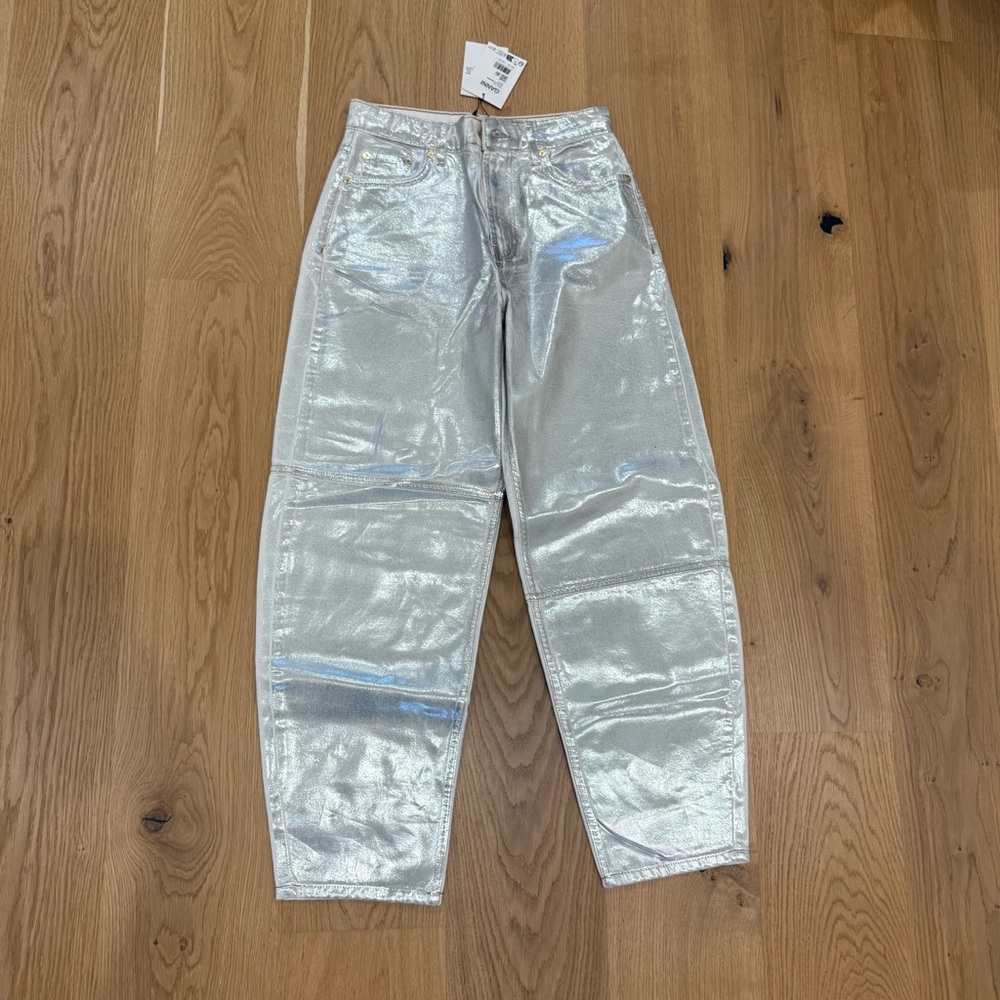 NEW Ganni Silver Jeans